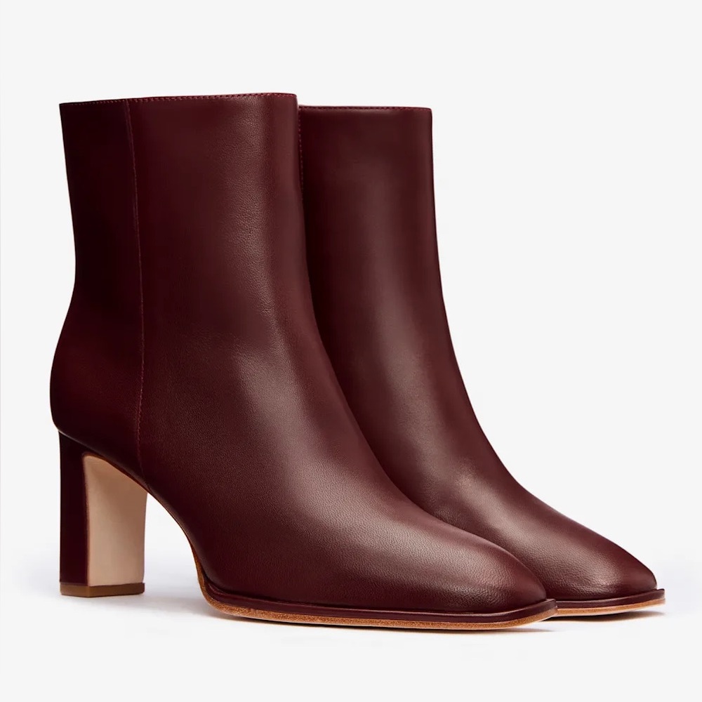 Reformation Gillian Leather Heeled Boots Burgundy